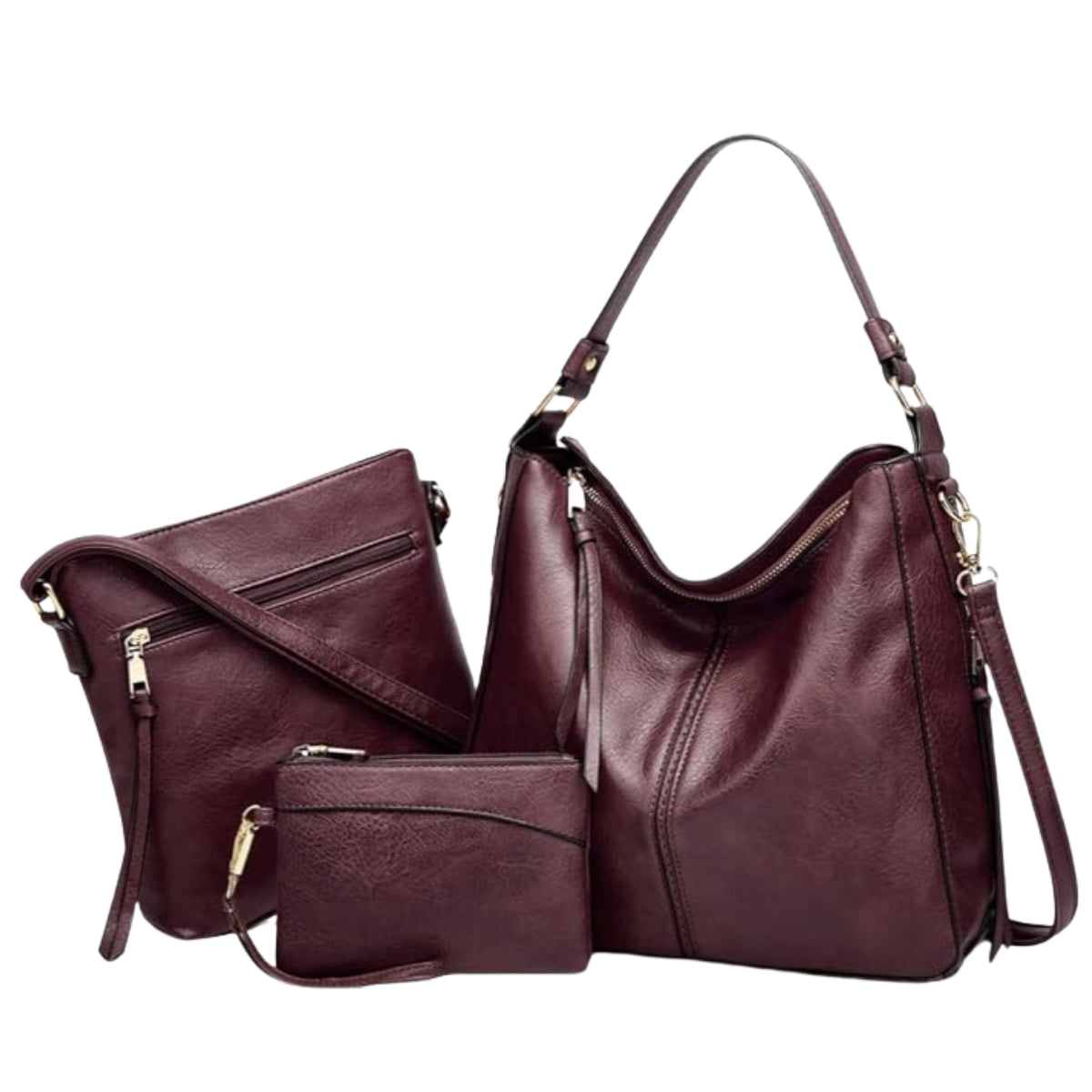 Set de 3 bolsos Hobo de cuero de lujo