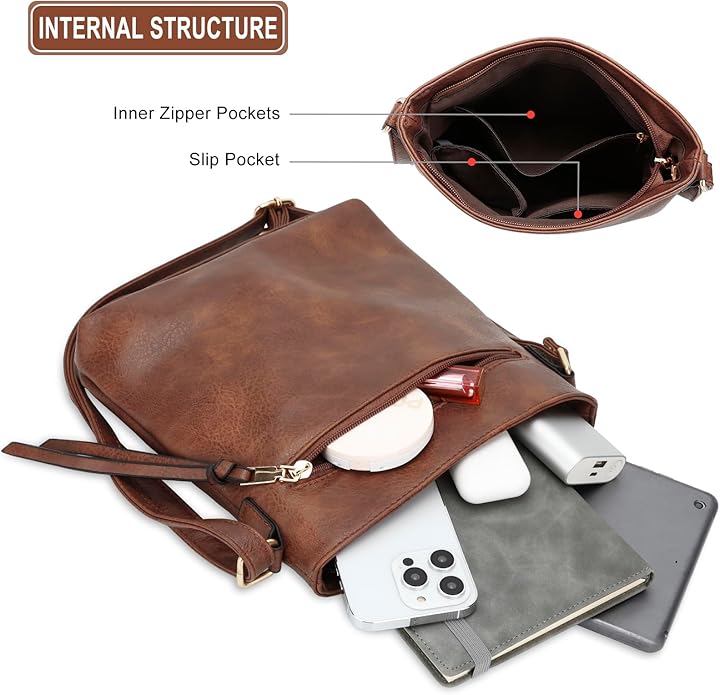 Set de 3 bolsos Hobo de cuero de lujo