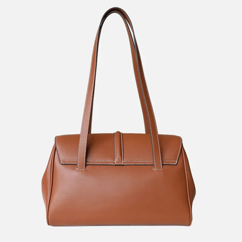 Lila Tragetasche aus echtem Leder