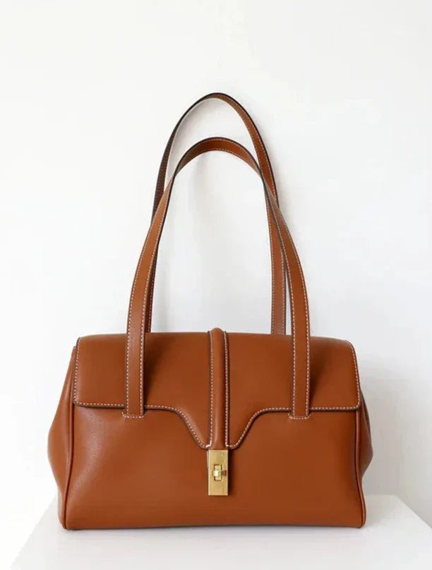 Lila Tragetasche aus echtem Leder