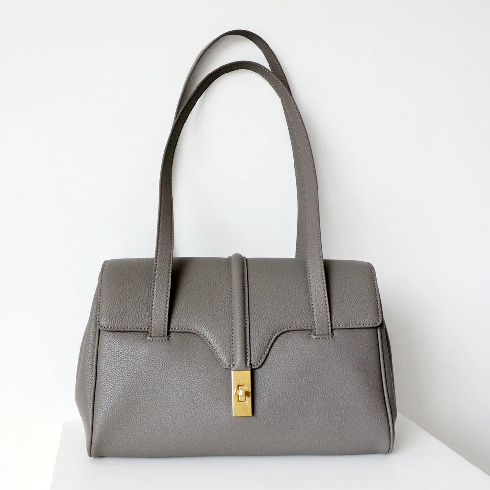 Lila Tragetasche aus echtem Leder