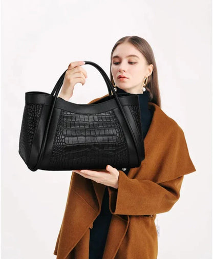 Adriana Croco Medium Genuine Leather Bag
