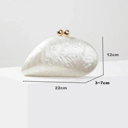 Ariel Pearlescent Shell Acrylic Clutch Bag