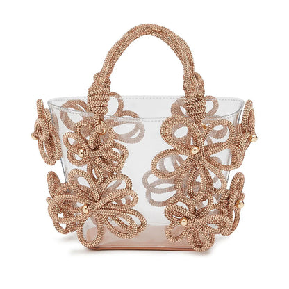 Sabrina Small Floral Rhinestone Tote Bag