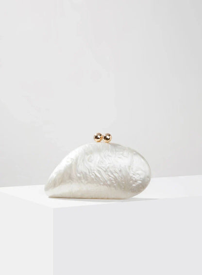 Ariel Pearlescent Shell Acrylic Clutch Bag