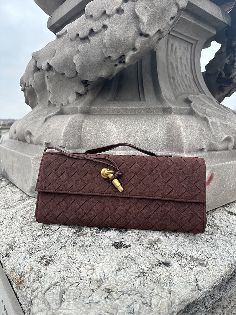 Paige Braided Suede Clutch Bag