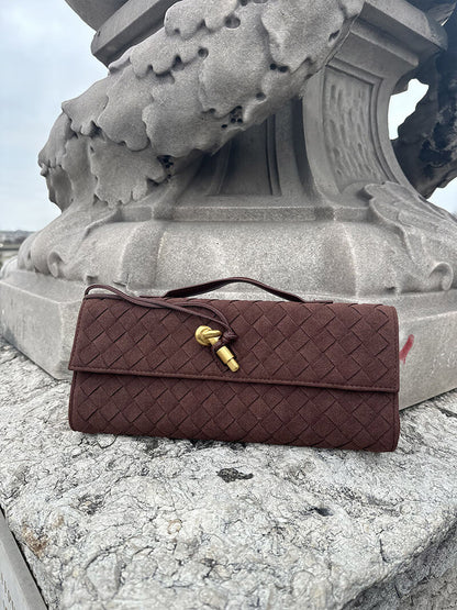 Paige Braided Suede Clutch Bag