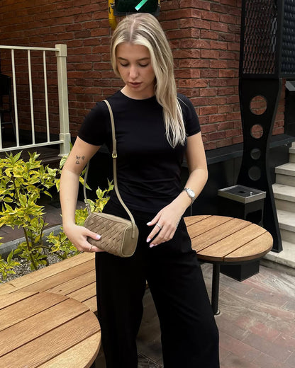 Eva Woven Suede Bag