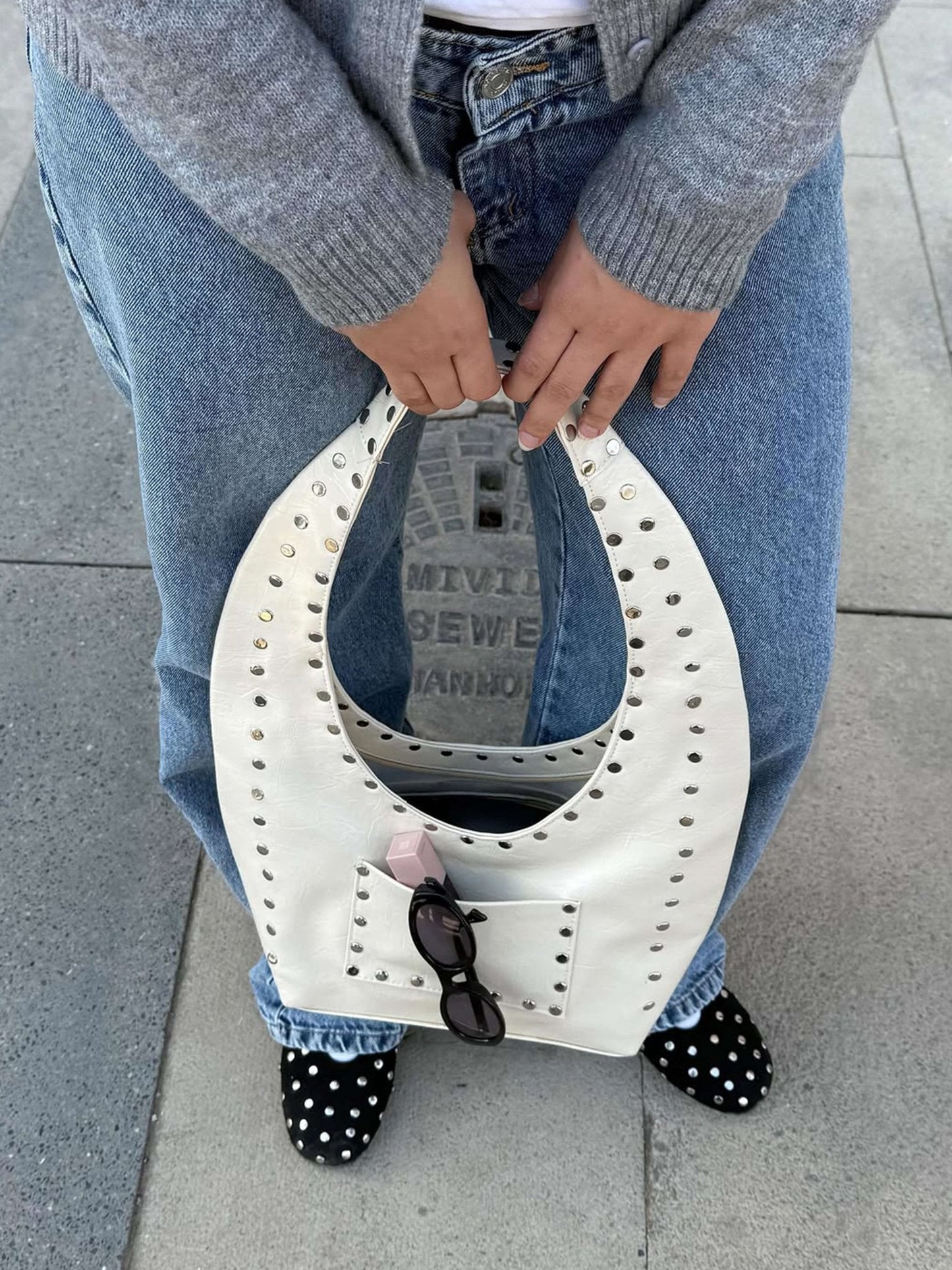 Stefani Henkeltasche mit Nieten
