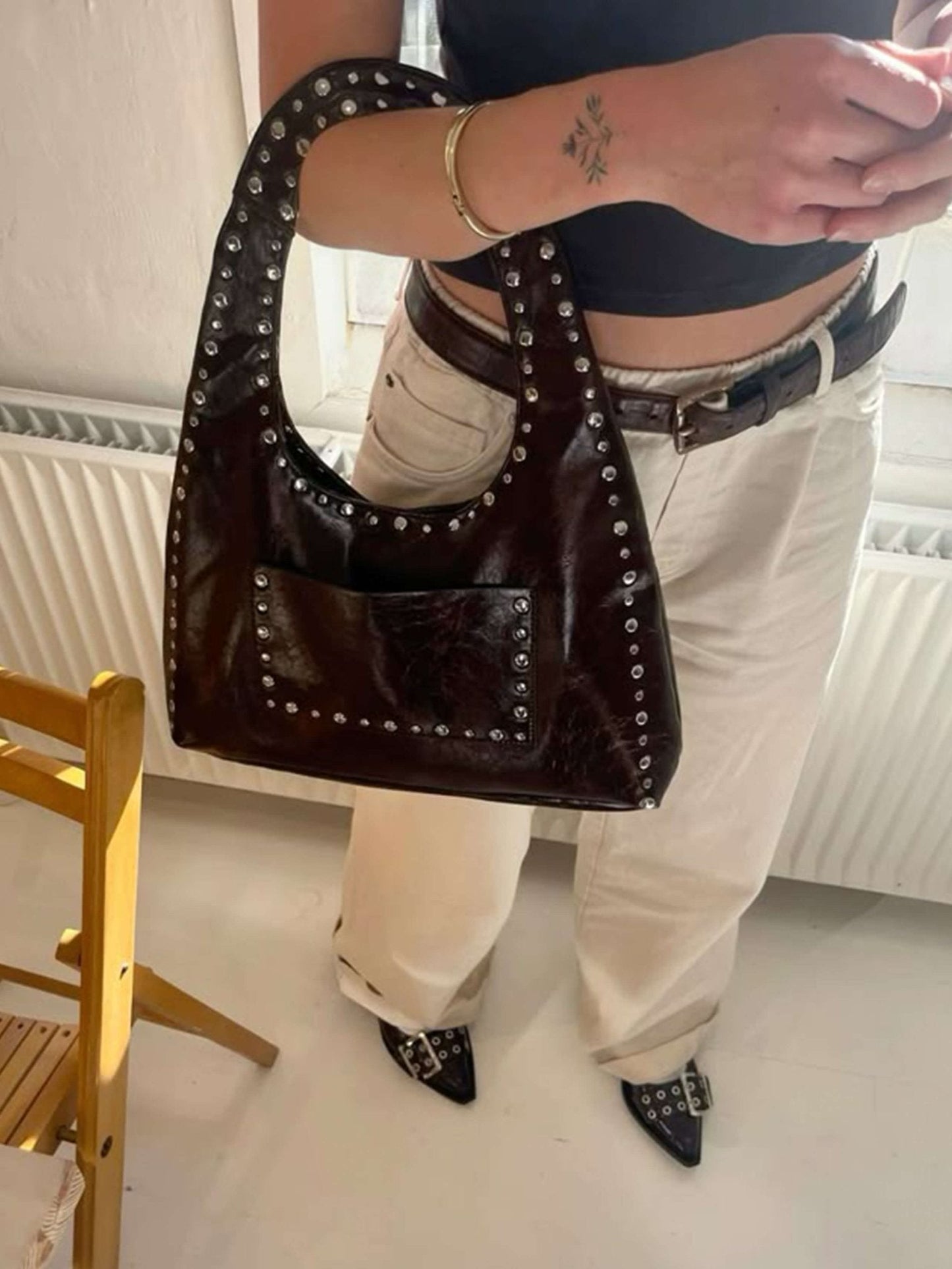 Stefani Henkeltasche mit Nieten