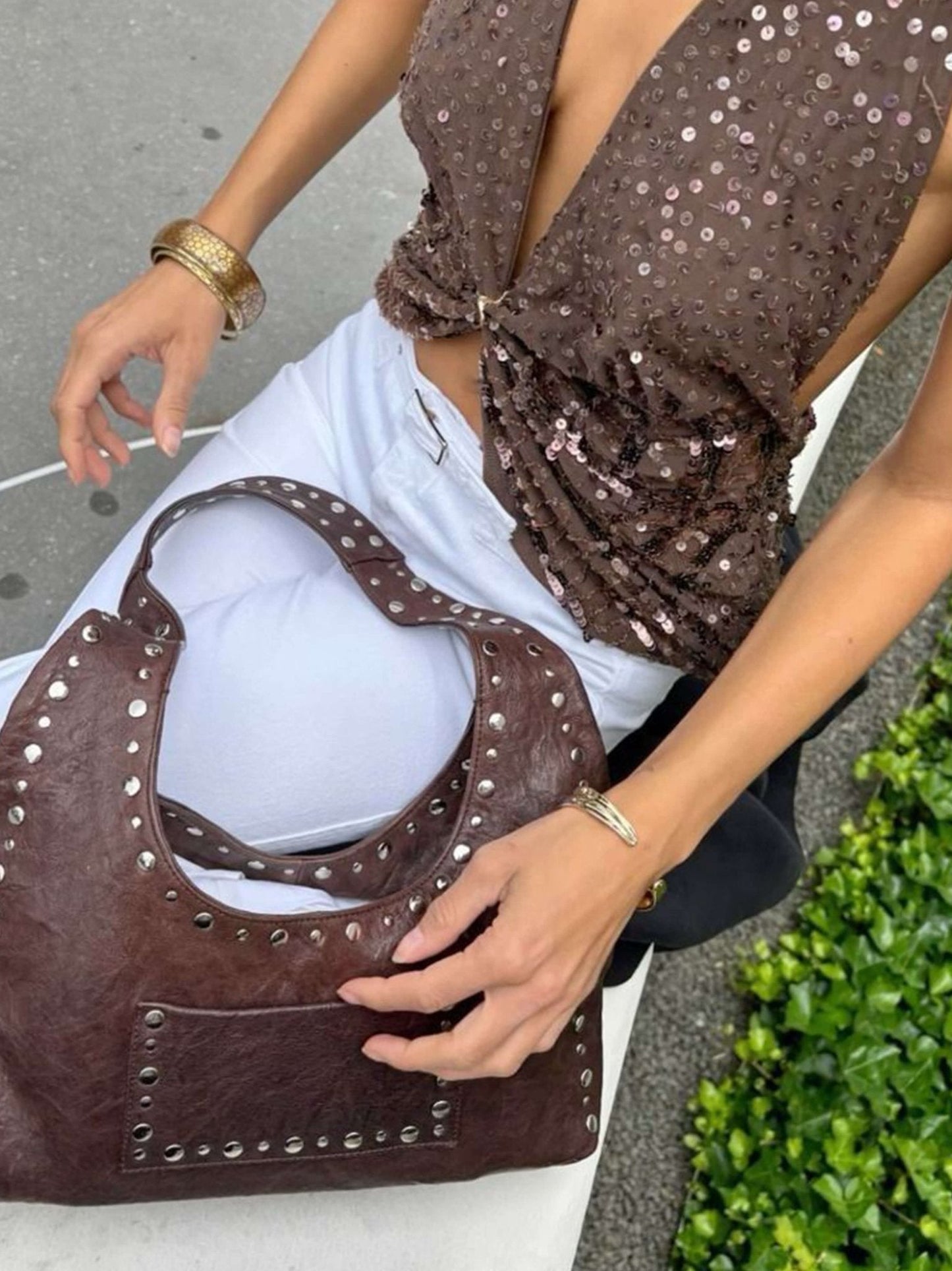 Stefani Henkeltasche mit Nieten
